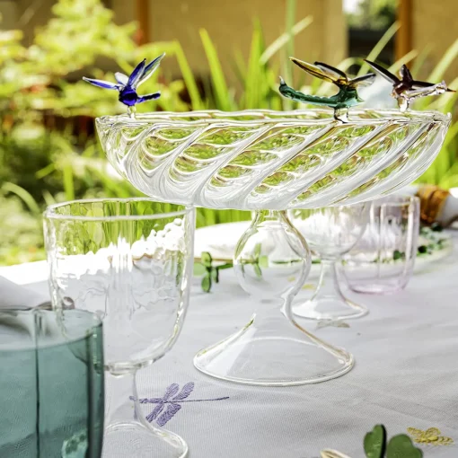 Ali in Volo Glass Fruit Platter with Dragonflies
