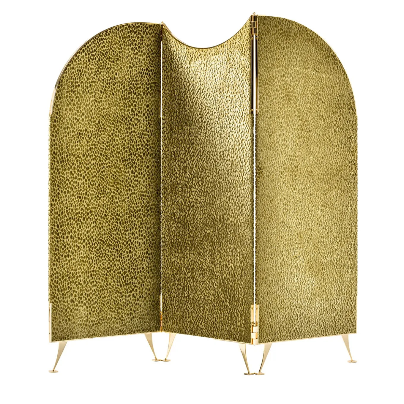Aliseo 3-Panel Patterned Golden Fabric Room Divider