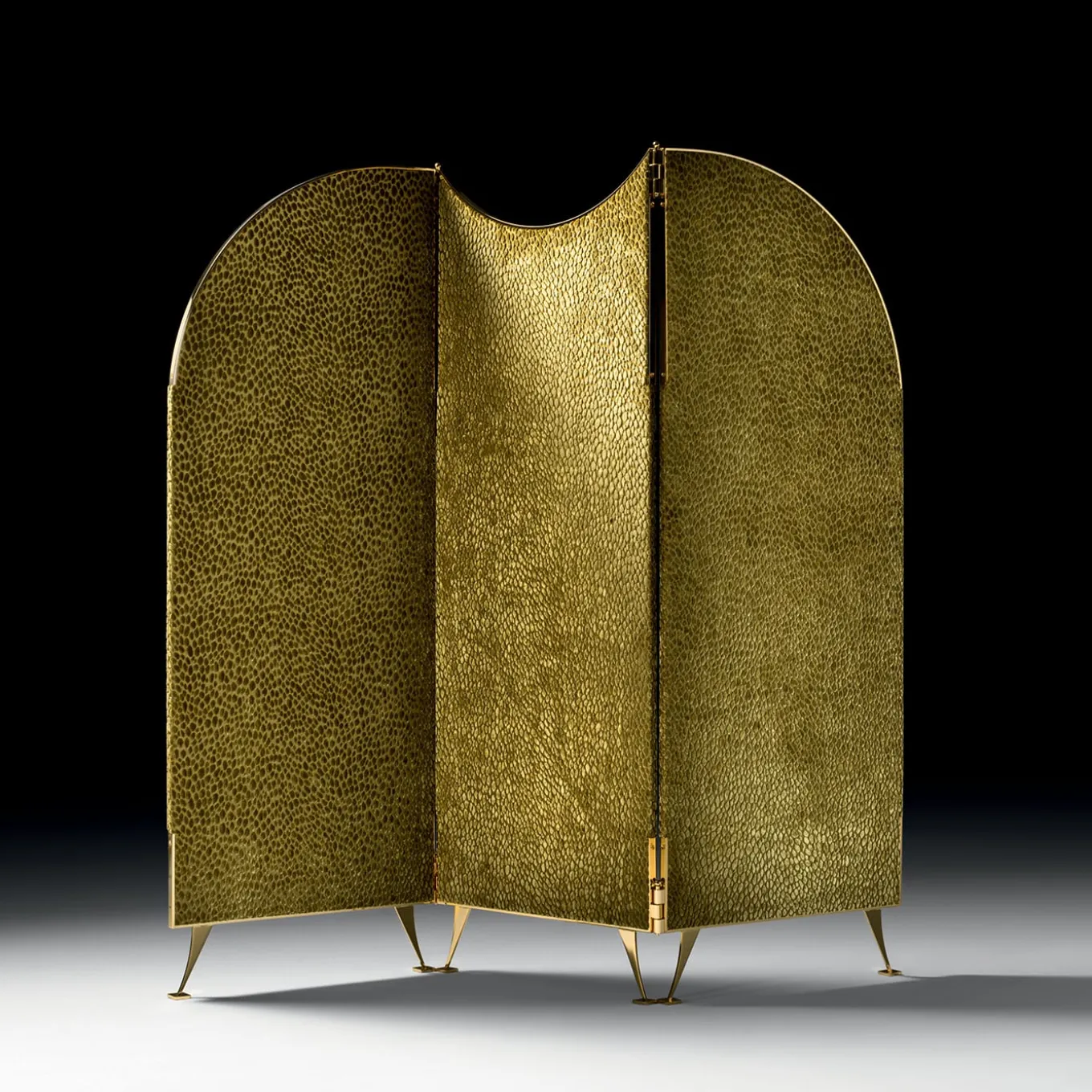 Aliseo 3-Panel Patterned Golden Fabric Room Divider