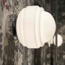 Allure Brass And Glossy White Opal Triplex Glass Wall Lamp