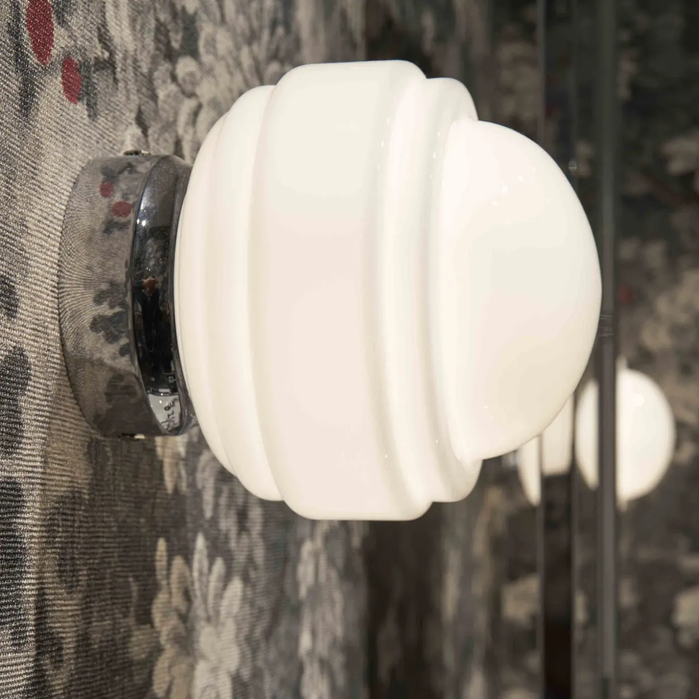 Allure Brass And Glossy White Opal Triplex Glass Wall Lamp