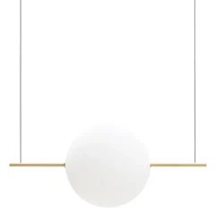 Alma Large Natural Brass & White Glass Single-Light Pendant Lamp