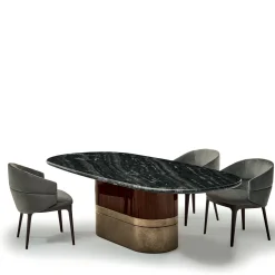 Alma-Decor ED/50 669 Oval Dining Table with Silver Paradiso Marble top