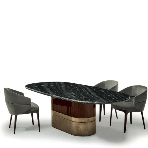 Alma-Decor ED/50 669 Oval Dining Table with Silver Paradiso Marble top