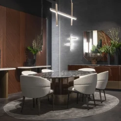 Alma-Decor ED/50 669 Oval Dining Table with Silver Paradiso Marble top