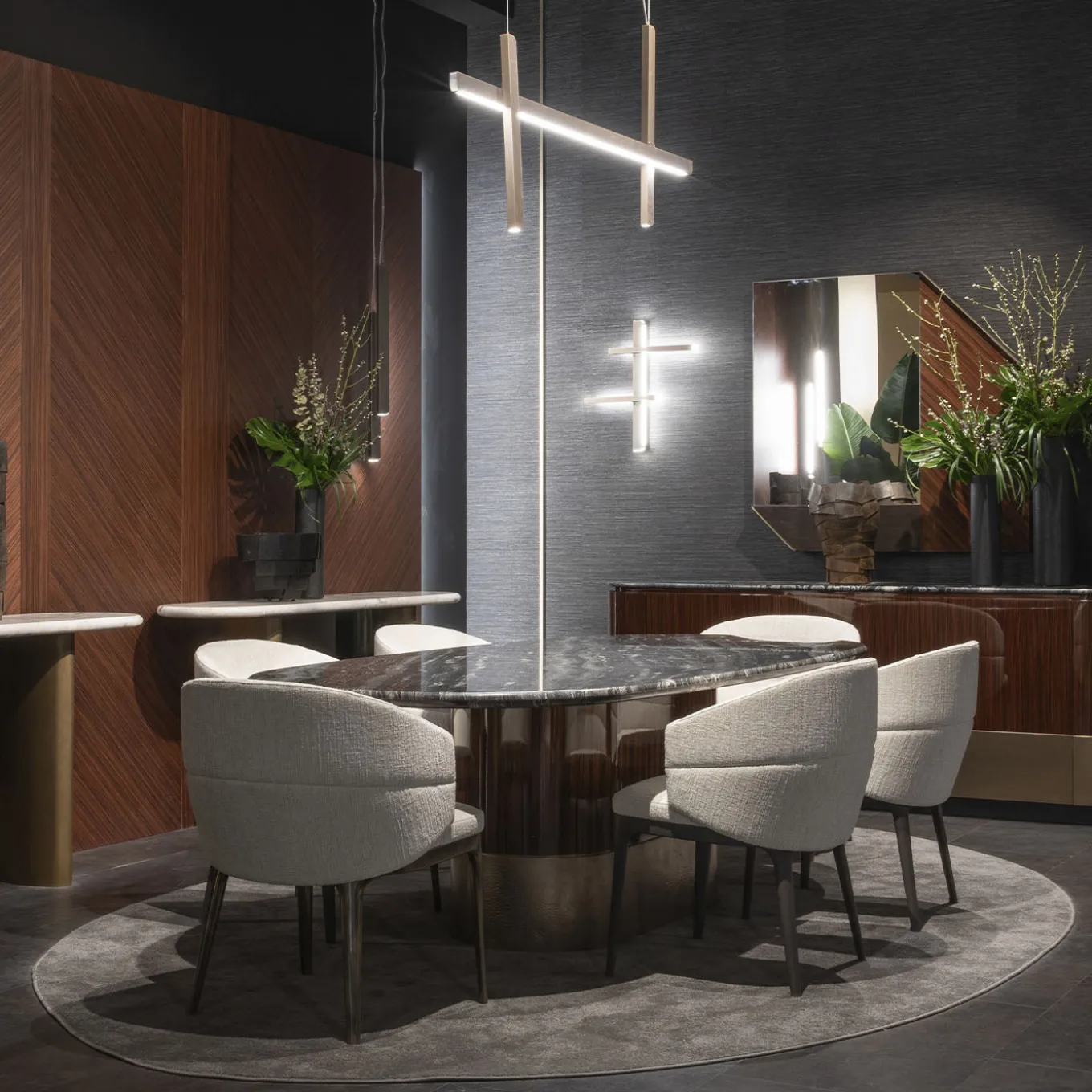 Alma-Decor ED/50 669 Oval Dining Table with Silver Paradiso Marble top