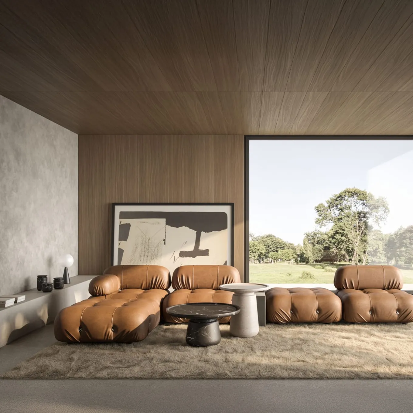 Altana Medium Travertine Side Table by Ivan Colominas