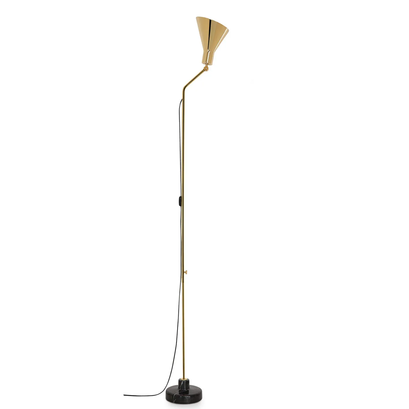Alzabile Brass and Black Floor Lamp by Ignazio Gardella