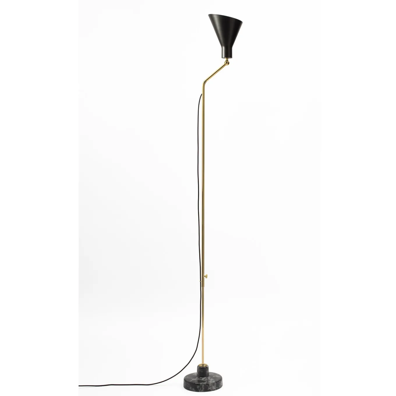 Alzabile Brass Gray and Black Floor Lamp by Ignazio Gardella