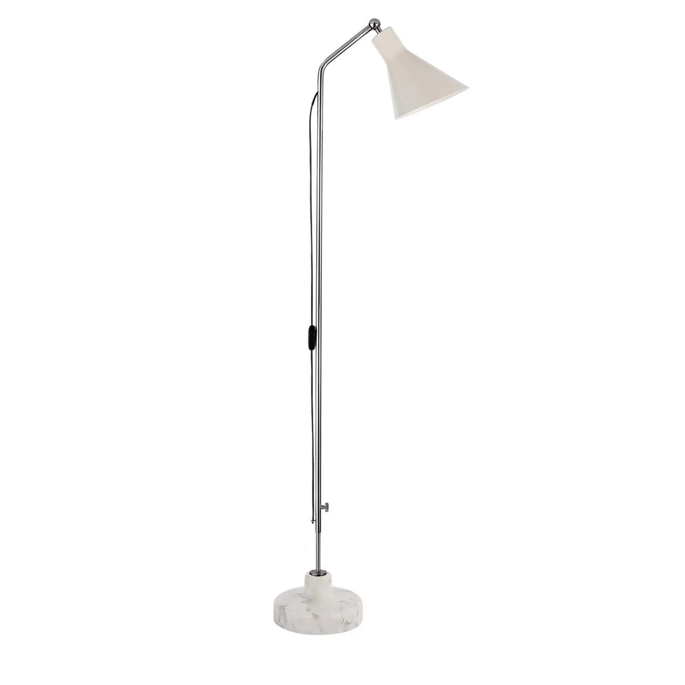 Alzabile Chrome and White Floor Lamp by Ignazio Gardella