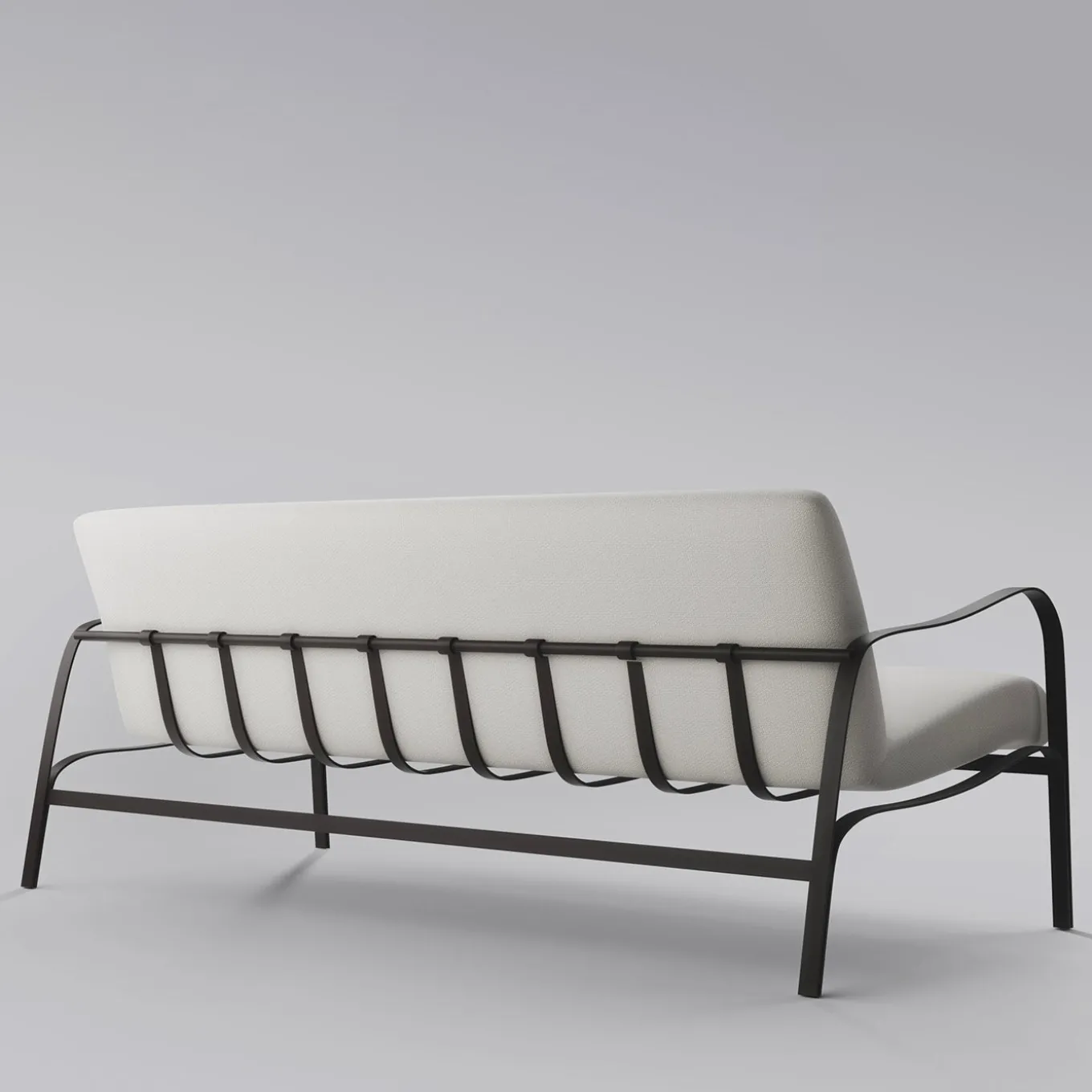 Amalfi White and Gray Sofa by Studio 63 in Stainless Steel