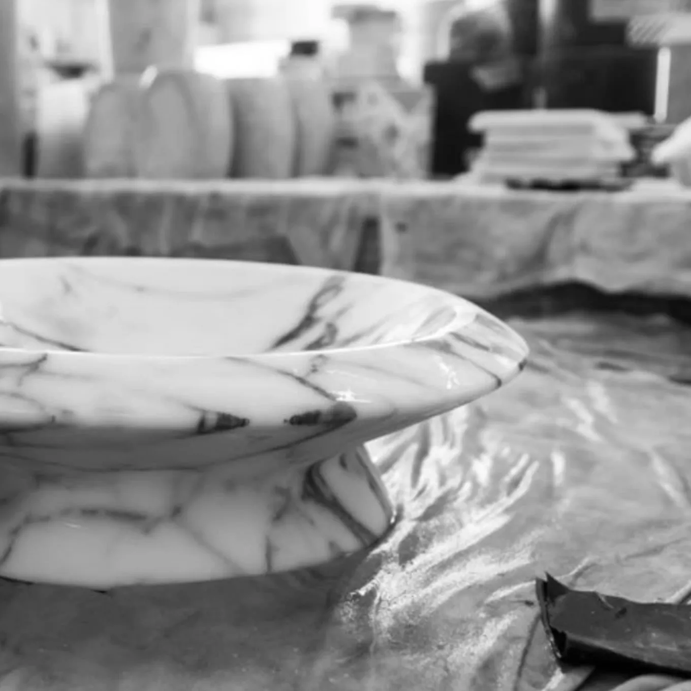 Amaltea White Arabescato Centerpiece by Ivan Colominas