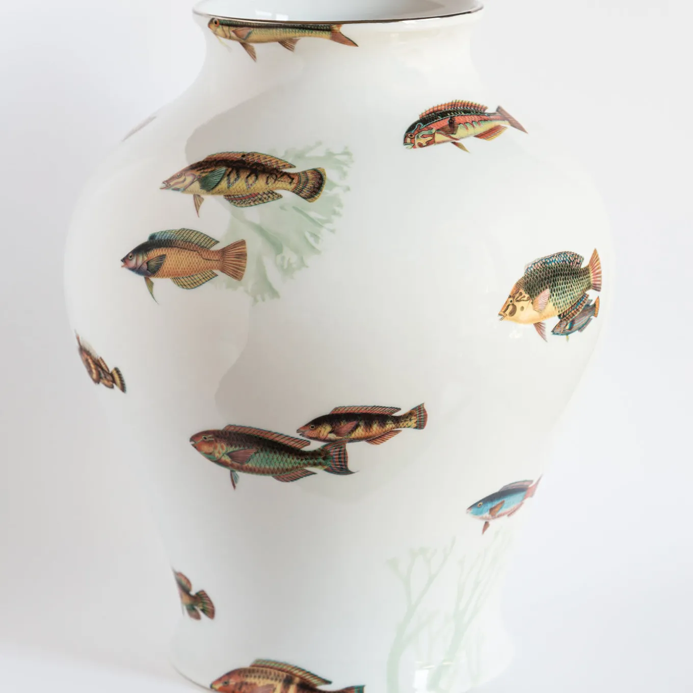 Amami Amphora Porcelain Vase With Tropical Fish H32Cm