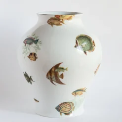 Amami Amphora Porcelain Vase With Tropical Fish H27Cm