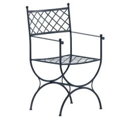 Amarcord Wrought Iron Gray Chair With Armrests