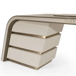 Ambassador Beige Wood And Leather Writing Desk