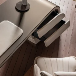 Ambassador Beige Wood And Leather Writing Desk