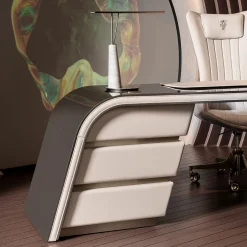 Ambassador Beige Wood And Leather Writing Desk