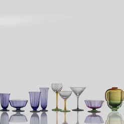 Amber-Green Twisted Glass Nick & Nora Cocktail Glass