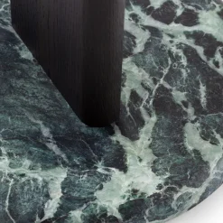 Ambrogio Alto Lagoon Oak Side Table with Alps Green Marble Base