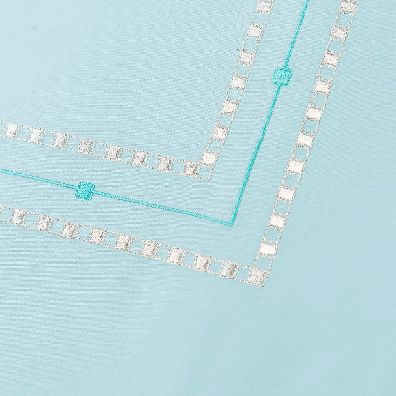 Ametista Light Blue Embroidered Cotton Satin Top Sheet