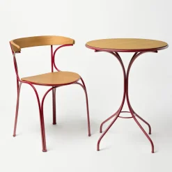 Ample Red Outdoor Bistrot Table by Nichetto Studio