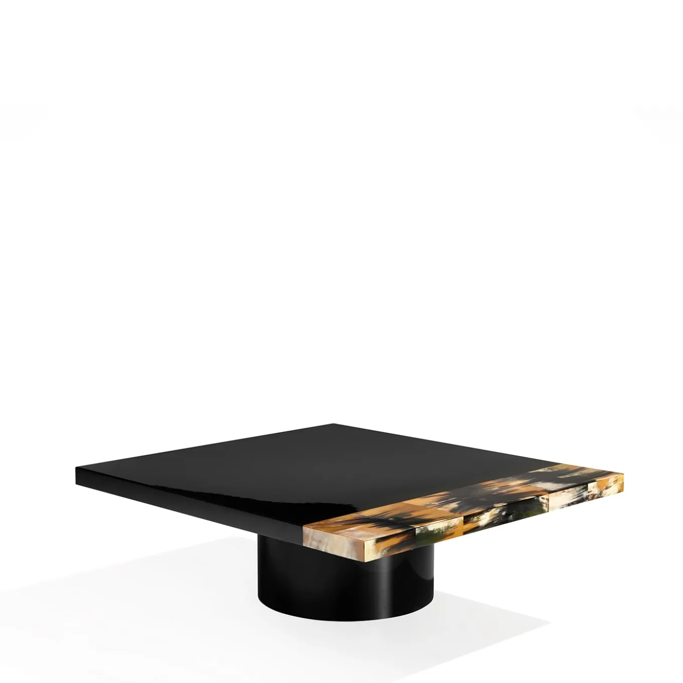 Andria Glossy Black Wood With Horn Details Coffe Table