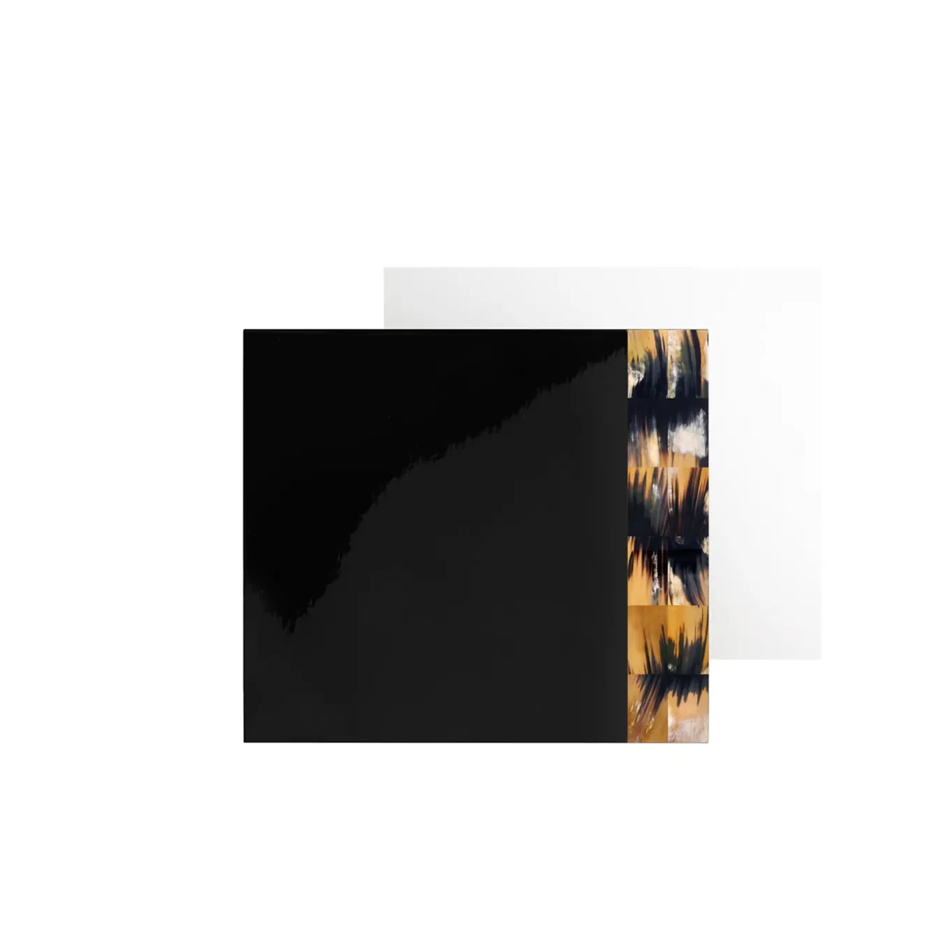 Andria Glossy Black Wood With Horn Details Coffe Table