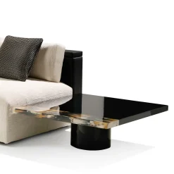 Andria Glossy Black Wood With Horn Details Coffe Table