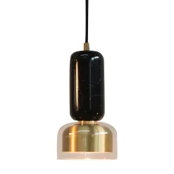 Andromeda Pendant Lamp in Black Marquinha Marble and Satin Brass
