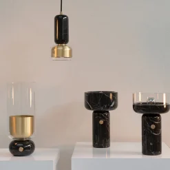 Andromeda Pendant Lamp in Black Marquinha Marble and Satin Brass