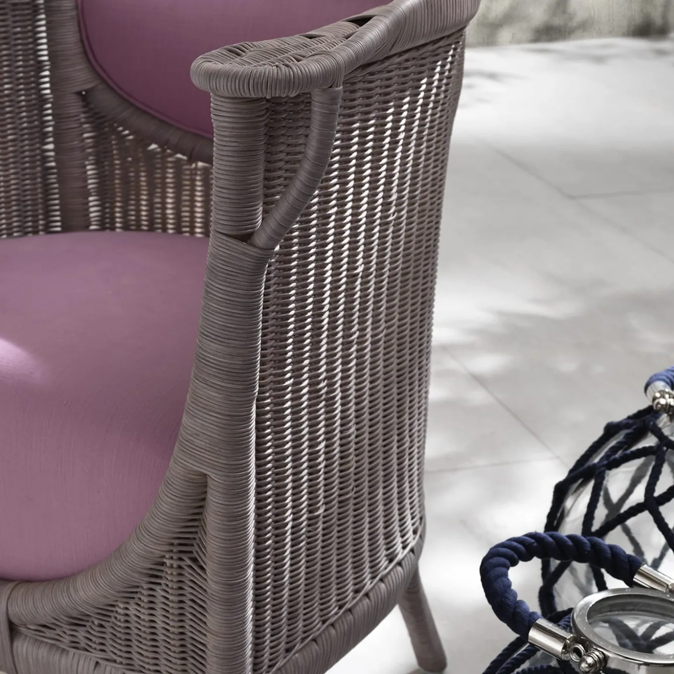 Angelina Pink Rattan Lounge Chair