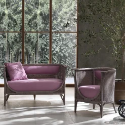 Angelina Pink Rattan Loveseat