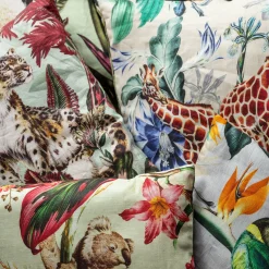 Animalia Linen Cushion With Koalas And Pink Flowers