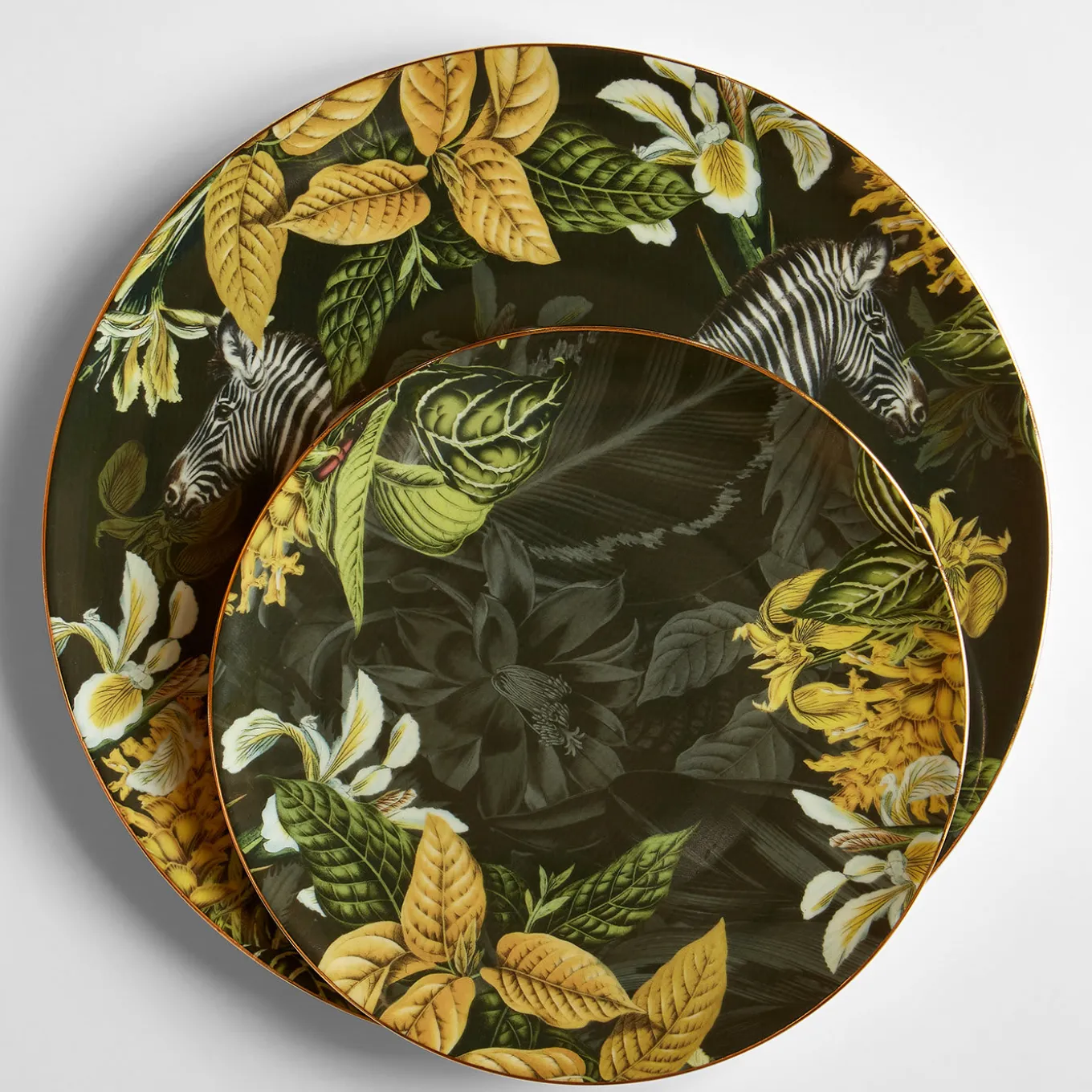 Animalia Porcelain Dinner Plate With Zebra And Yellow Flowers