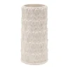 Anne Leaf-Patterned Large White Stoneware Vase