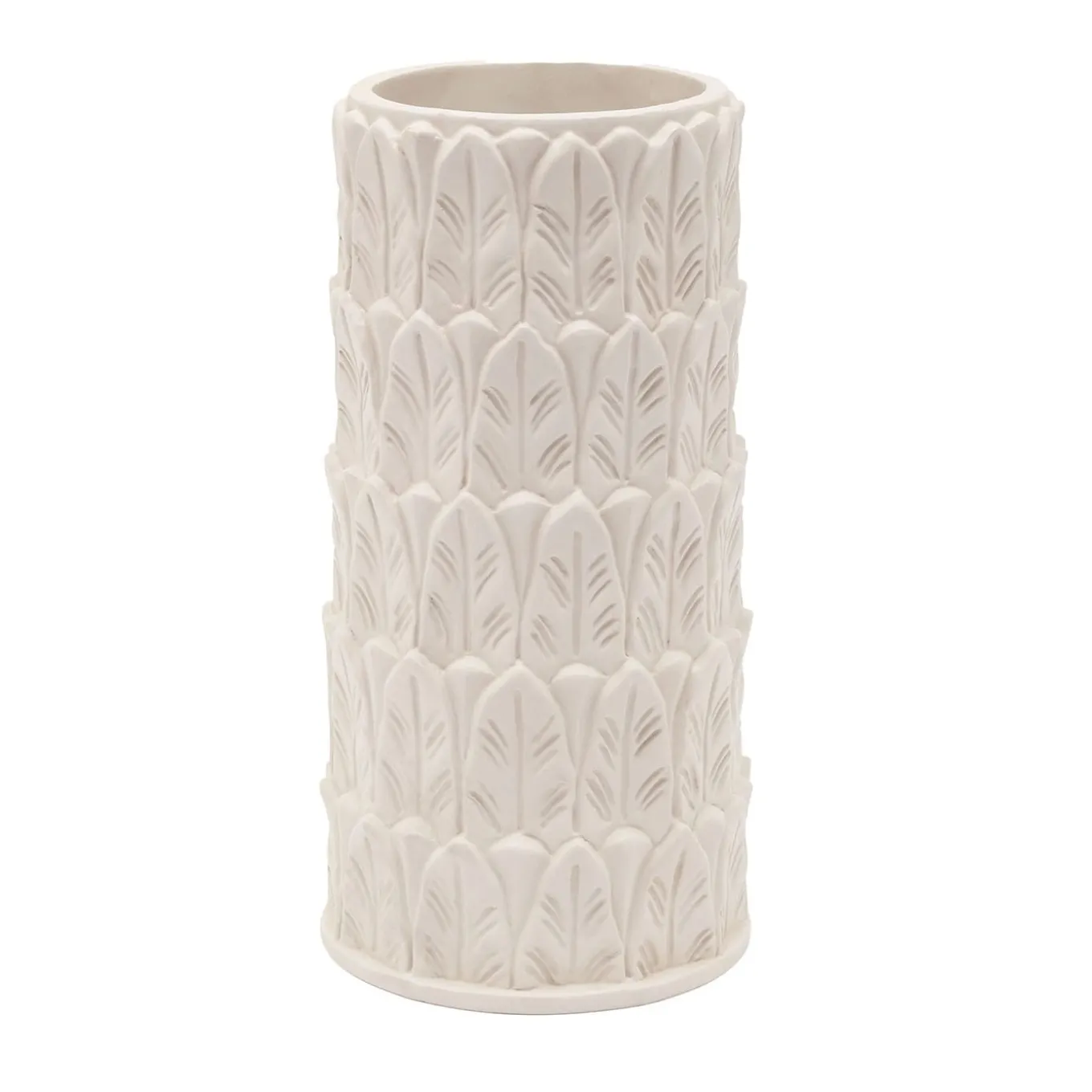 Anne Leaf-Patterned Large White Stoneware Vase