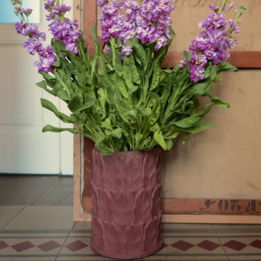 Anne Leaf-Patterned Small Terracotta Stoneware Vase