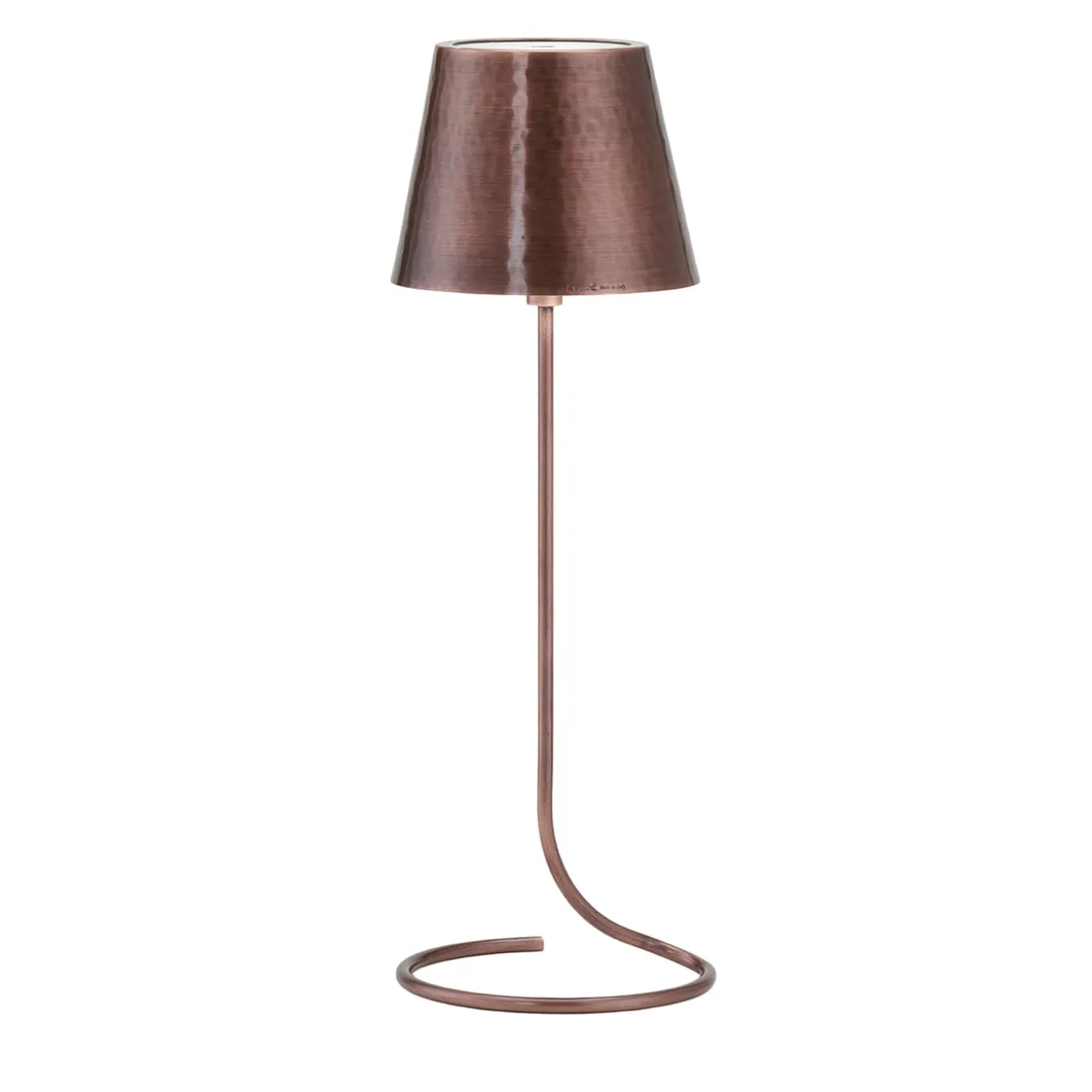 Antares Half-Circle Antiqued-Copper Wireless Table Lamp by Harari