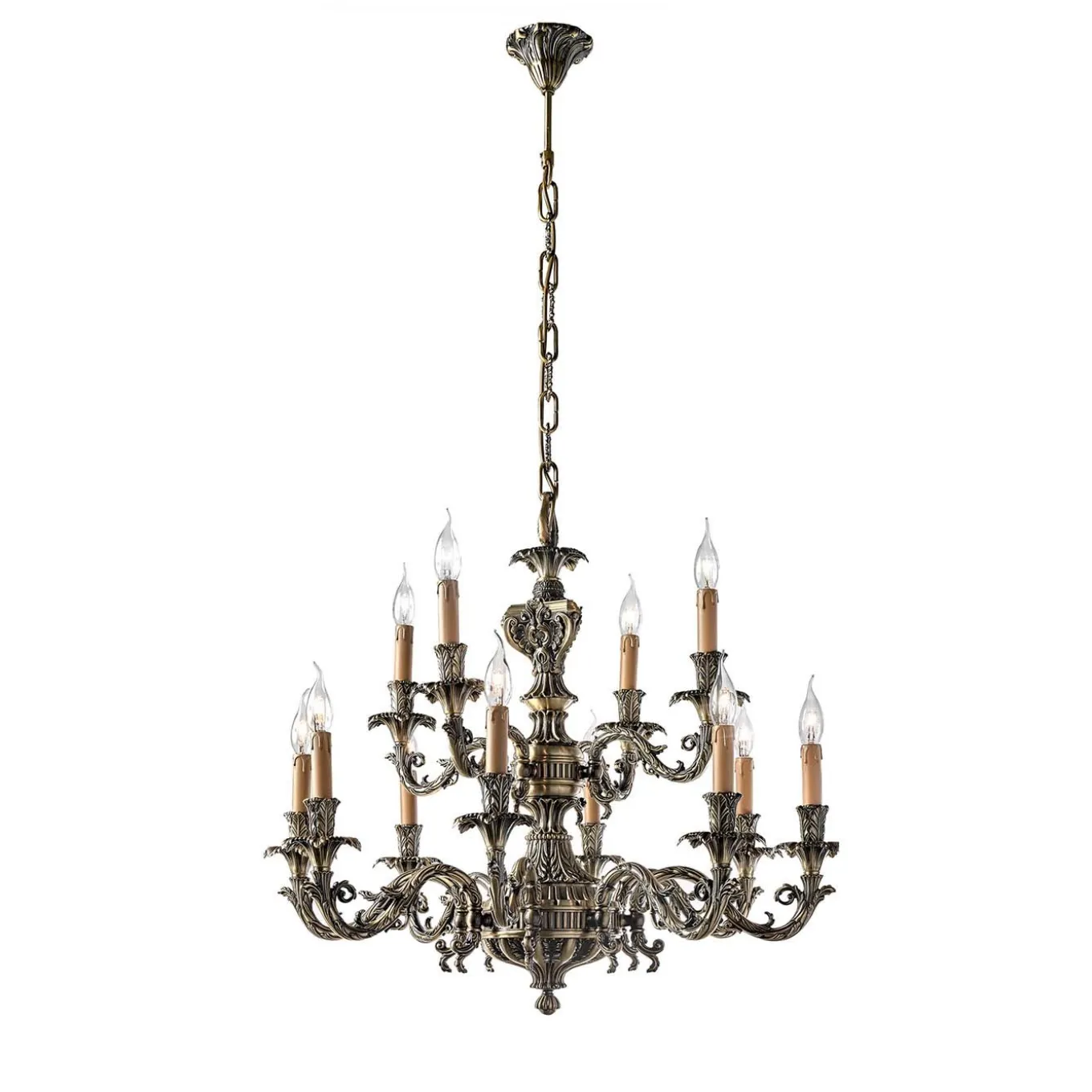 Antique Brass 12-Light Chandelier