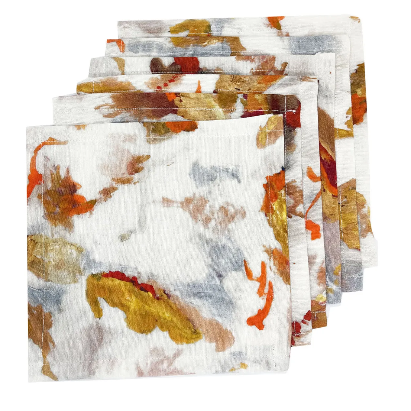 Apollo Set of 6 linen cotton cocktail orange napkins