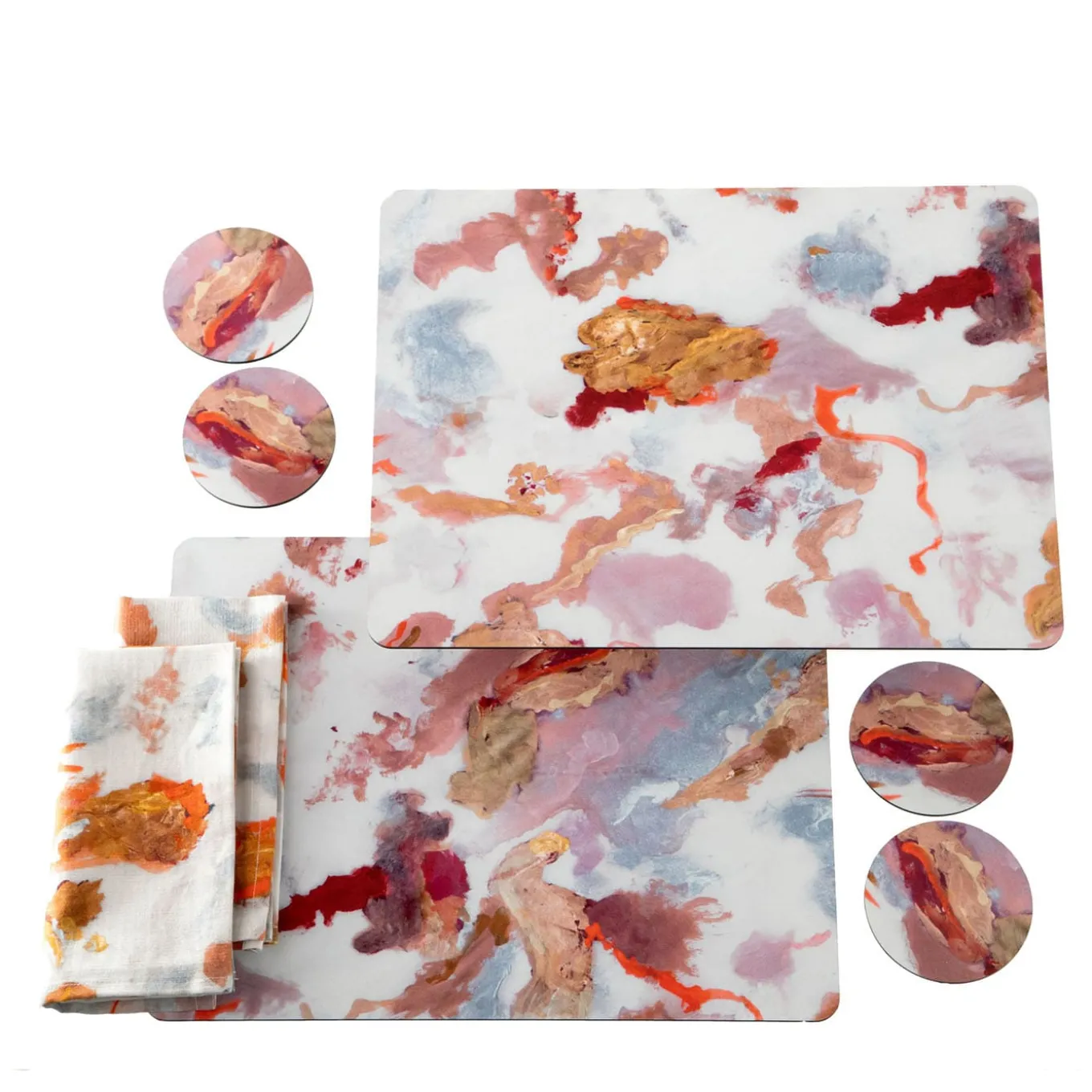 Apollo Set of 8 print glossy wood fiber red coasters