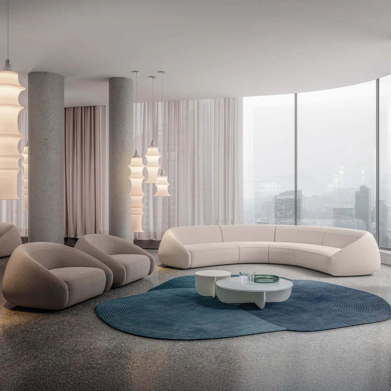 Apper Beige 4-seats Sofa by Antonio Rodriguez