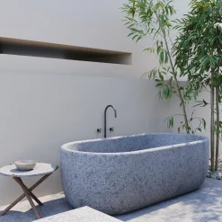 Aqua Gray Peperino Stone Bathtub
