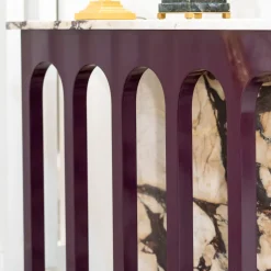 ARCHED CONSOLE IN ONYXED BRECCIA MARBLE