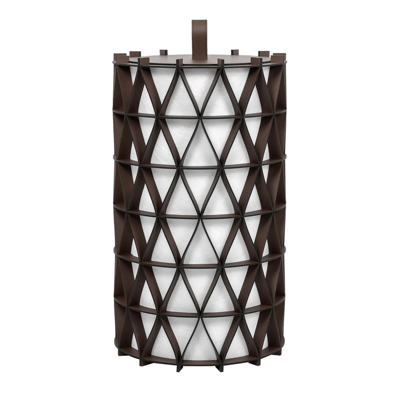 Arena Tall Brown Leather Lantern
