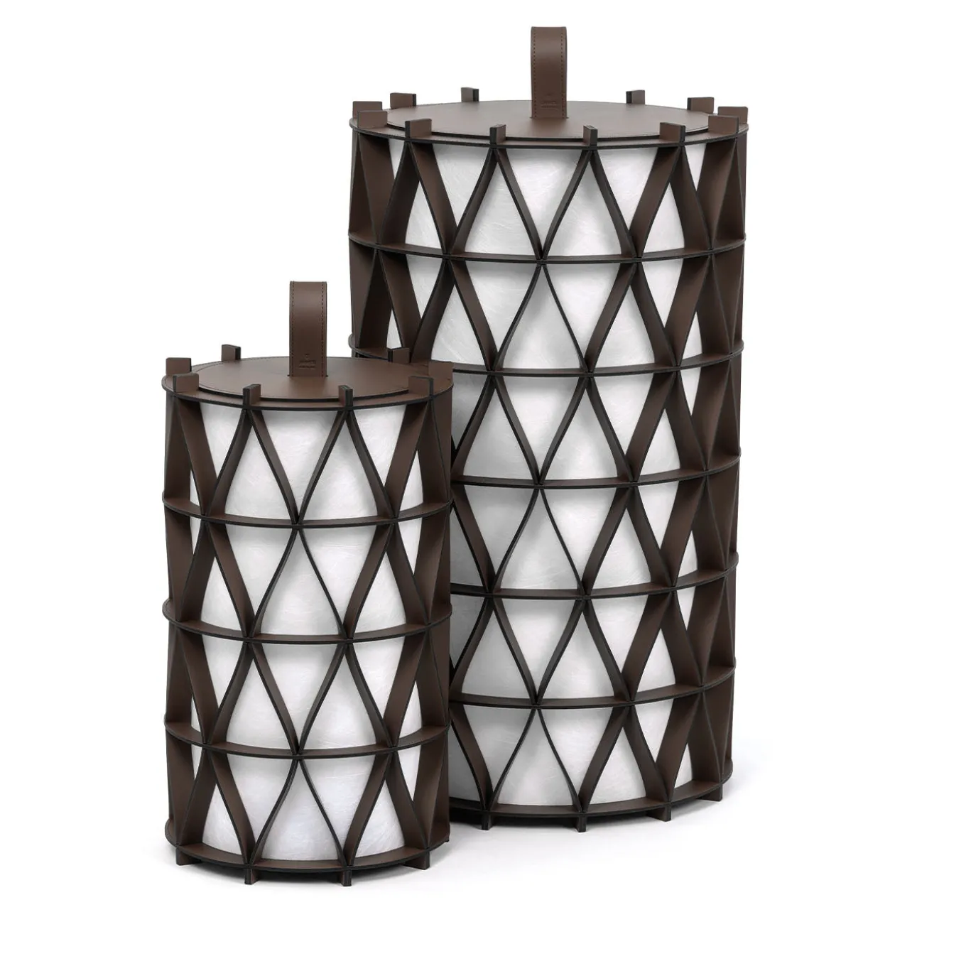 Arena Tall Brown Leather Lantern