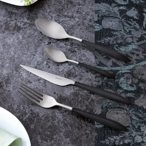 Ares 24-Piece Flatware Set in Black with Box