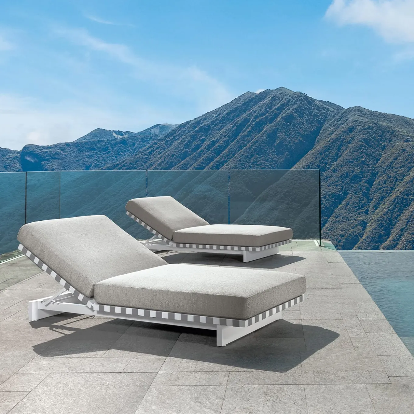 Argo Alu White-Mambo Pearl Sunbed by Ludovica and Roberto Palomba