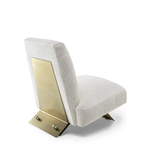 Aries White Fabric And Satin Gold Metal Armchair